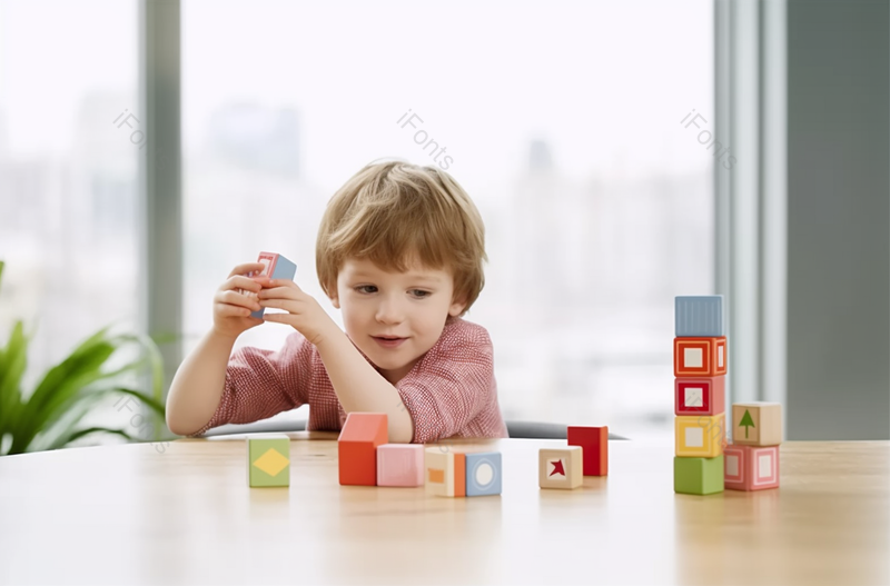 男孩在堆砌拼成家的字母块摄影图,高清,摄影图,摄影图片,图片大全,摄影图免费下载